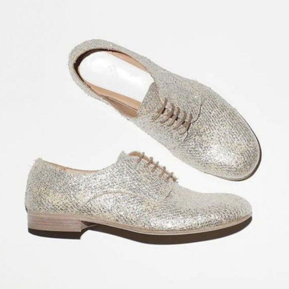Maison Martin Margiela Line 22 Basket Weave Oxford Shoes Size IT 40 Silver - Picture 1 of 10